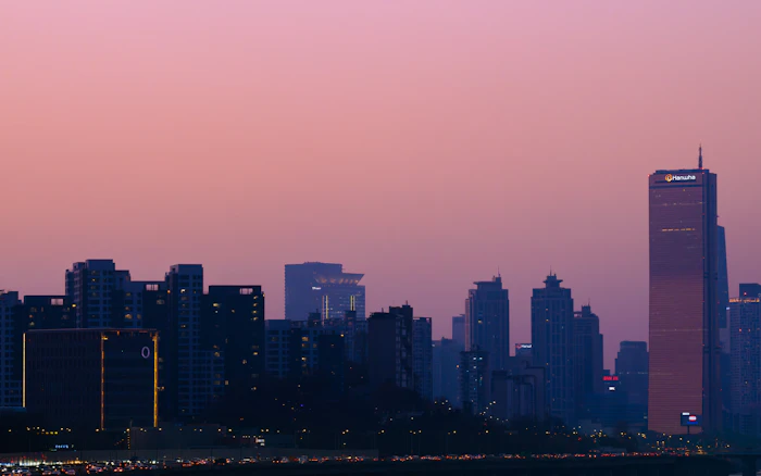 City skyline in the last light of the day